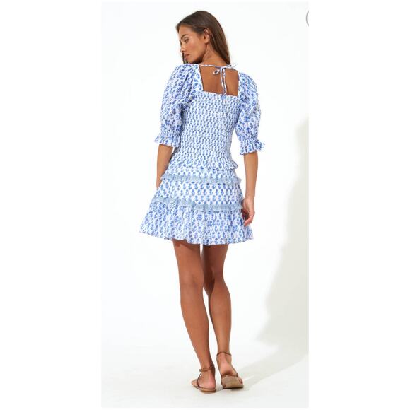 Oliphant Smocked Top, NWT, Flora Blue - Picture 2 of 5